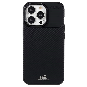 Saii Koolstofvezel iPhone 13 Pro Max TPU Hoesje - Zwart