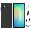 Samsung Galaxy A06 5G Vloeibare siliconen hoesje met polsbandje - Zwart