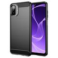 Samsung Galaxy A07 4G Geborsteld TPU Hoesje - Koolstofvezel - Zwart