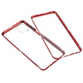 Samsung Galaxy A12 Magnetisch Hoesje met Gehard Glas - Rood