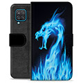 Samsung Galaxy A12 Premium Portemonnee Hoesje - Blue Fire Dragon