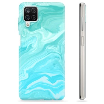 Samsung Galaxy A12 TPU Hoesje - Blauw Marmer