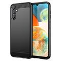 Samsung Galaxy A14/A14 5G Geborsteld TPU Hoesje - Koolstofvezel - Zwart