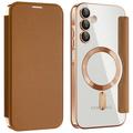 Samsung Galaxy A15 Flip hoesje met kaartsleuf - MagSafe compatibel - Bruin