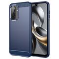 Samsung Galaxy A17/F17/M17 Geborsteld TPU Hoesje - Koolstofvezel - Blauw