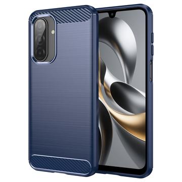 Samsung Galaxy A17 Geborsteld TPU Hoesje - Koolstofvezel - Blauw