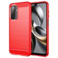 Samsung Galaxy A17/F17/M17 Geborsteld TPU Hoesje - Koolstofvezel - Rood