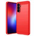 Samsung Galaxy A27 Geborsteld TPU Hoesje - Koolstofvezel - Rood