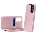 Samsung Galaxy A27 Smart Clear View Flip Hoesje met kaartsleuf - Roze