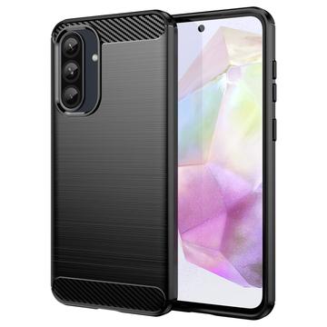 Samsung Galaxy A36/A56 Geborsteld TPU Hoesje - Koolstofvezel - Zwart