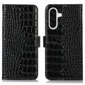 Samsung Galaxy A36 Crocodile Series Wallet Leren Hoesje met RFID - Zwart