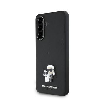 Samsung Galaxy A36 Karl Lagerfeld Saffiano metalen Karl en Choupette hoesje - Zwart