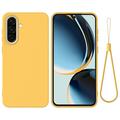 Samsung Galaxy A37 Vloeibare siliconen hoesje met polsbandje - Geel