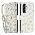 Samsung Galaxy A37 Ruitvormige Bloemen Portemonnee Hoesje - Gele Bloemen