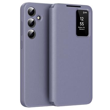 Samsung Galaxy A55 Smart Clear View Flip Hoesje met kaartsleuf - Grijs Paars