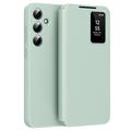 Samsung Galaxy A55 Smart Clear View Flip Case met kaartsleuf - Lichtgroen