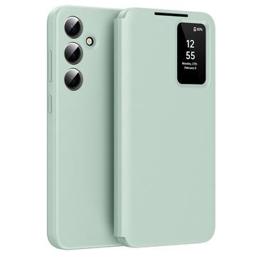 Samsung Galaxy A55 Smart Clear View Flip Case met kaartsleuf - Lichtgroen