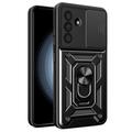 Samsung Galaxy A56 Roterende ring hybride hoesje met camera schild - Zwart