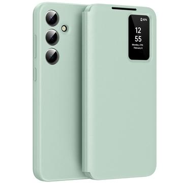 Samsung Galaxy A56 Smart Clear View Flip Case met kaartsleuf - Lichtgroen