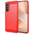 Samsung Galaxy A57 Geborsteld TPU Hoesje - Koolstofvezel - Rood