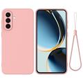 Samsung Galaxy A57 Vloeibare siliconen hoesje met polsbandje - Roze