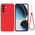 Samsung Galaxy A57 Vloeibare siliconen hoesje met polsbandje - Rood
