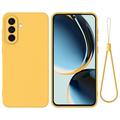 Samsung Galaxy A57 Vloeibare siliconen hoesje met polsbandje - Geel