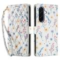 Samsung Galaxy A57 Ruitvormige Bloemen Portemonnee Hoesje - Kleurrijke Bloemen