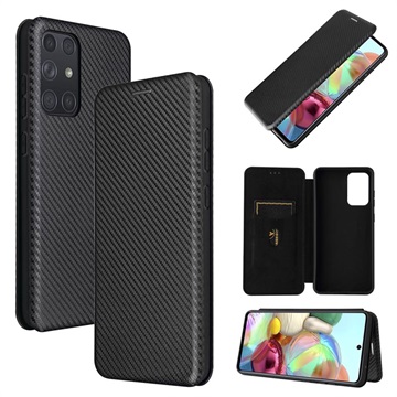 Samsung Galaxy A72 5G/4G Flip Cover - Koolstofvezel - Zwart