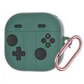Samsung Galaxy Buds 4/4 Pro Retro Gamepad siliconen hoesje met karabijnhaak - Groen