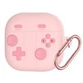 Samsung Galaxy Buds 4/4 Pro Retro Gamepad siliconen hoesje met karabijnhaak - roze