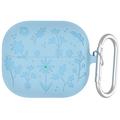 Samsung Galaxy Buds3/Buds3 Pro Vloeibaar Siliconen Hoesje met Bloempatroon en Karabijnhaak