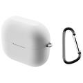Samsung Galaxy Buds3 FE Siliconen Hoesje met Karabijnhaak - Wit