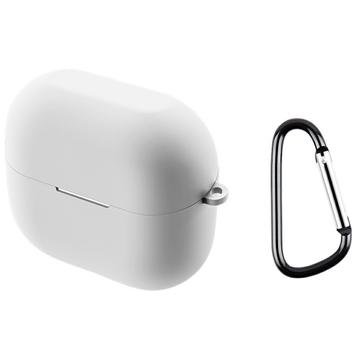 Samsung Galaxy Buds3 FE Siliconen Hoesje met Karabijnhaak - Wit