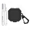 Samsung Galaxy Buds4/Buds4 Pro robuuste hoes met karabijnhaak en reinigingspennen - zwart