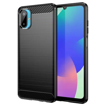 Samsung Galaxy M06/F06 5G Geborsteld TPU Hoesje - Koolstofvezel - Zwart