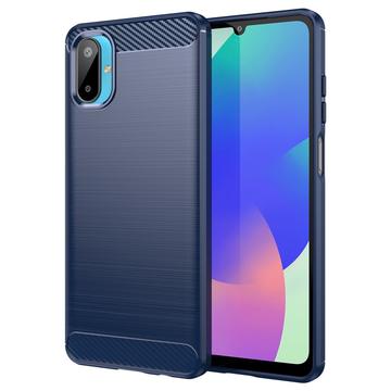 Samsung Galaxy M06/F06 5G Geborsteld TPU Hoesje - Koolstofvezel - Blauw