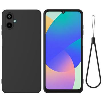 Samsung Galaxy M06/F06 5G Vloeibare siliconen hoesje met polsbandje - Zwart