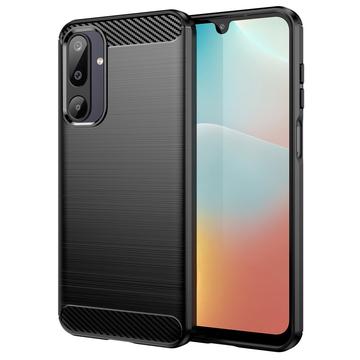 Samsung Galaxy M16 Geborsteld TPU Hoesje - Koolstofvezel - Zwart