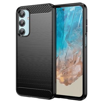 Samsung Galaxy M35 Geborsteld TPU Hoesje - Koolstofvezel - Zwart
