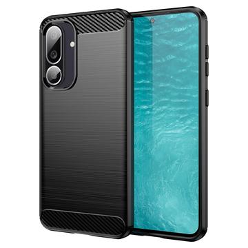 Samsung Galaxy M56/F56 Geborsteld TPU Hoesje - Koolstofvezel - Zwart