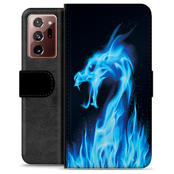 Samsung Galaxy Note20 Ultra Premium Portemonnee Hoesje - Blue Fire Dragon