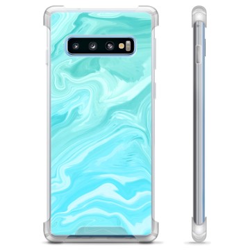 Samsung Galaxy S10 Hybrid Hoesje - Blauw Marmer