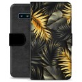 Samsung Galaxy S10+ Premium Wallet Hoesje - Gouden Bladeren