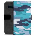 Samsung Galaxy S10 Premium Portemonnee Hoesje - Blauw Camouflage