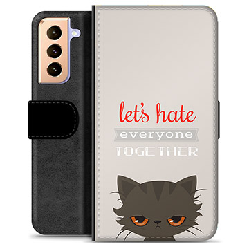 Samsung Galaxy S21+ 5G Premium Portemonnee Hoesje - Angry Cat