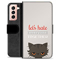 Samsung Galaxy S21 5G Premium Portemonnee Hoesje - Angry Cat