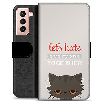 Samsung Galaxy S21 5G Premium Portemonnee Hoesje - Angry Cat