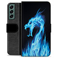 Samsung Galaxy S22+ 5G Premium Portemonnee Hoesje - Blue Fire Dragon