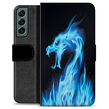 Samsung Galaxy S22+ 5G Premium Portemonnee Hoesje - Blue Fire Dragon